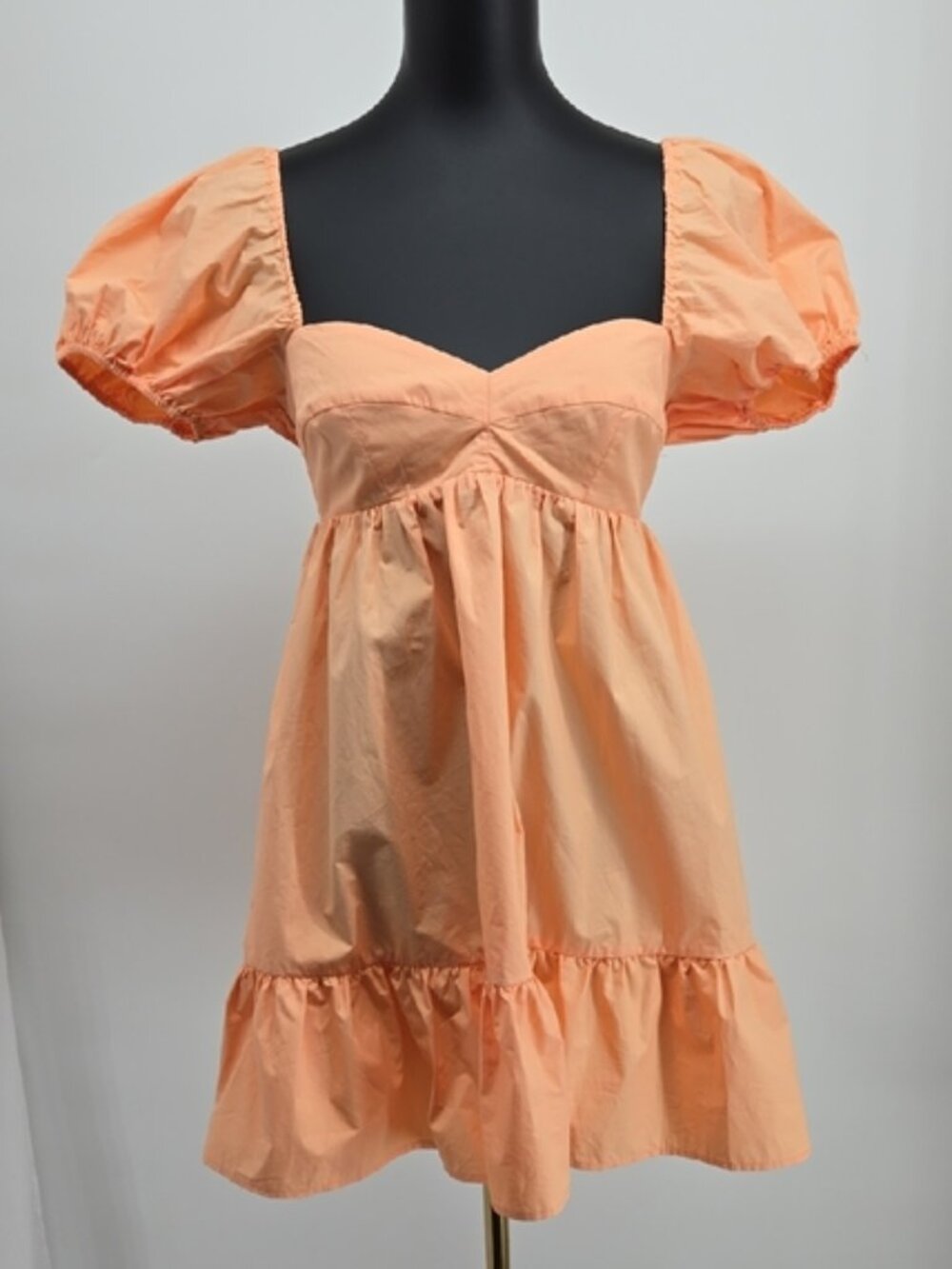 Olivaceous Peach Puff Sleeve Babydoll Dress Size M